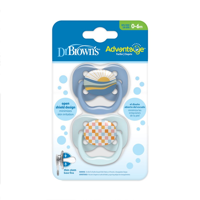Dr. Brown's Advantage Baby Pacifier, Fully Symmetrical Soother with Soft