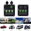 Garfour Green 3 Gang Boat Switch Panel DC 12V/24V with