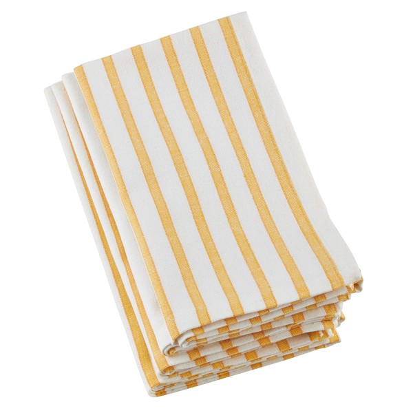 SARO LIFESTYLE 519.Y20S Multi Ligne Collection Striped Design Cotton Table Napkins (Set of 4), 20", Yellow