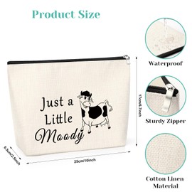 Cow Owner Gifts Makeup Bag Funny Gifts for Women Cow Farmer Gifts Moo Gag Gift for Girls Funny Birthday Presents for Animal Lovers Cute Stuff Cow Accessories Travel Cosmetic Pouch