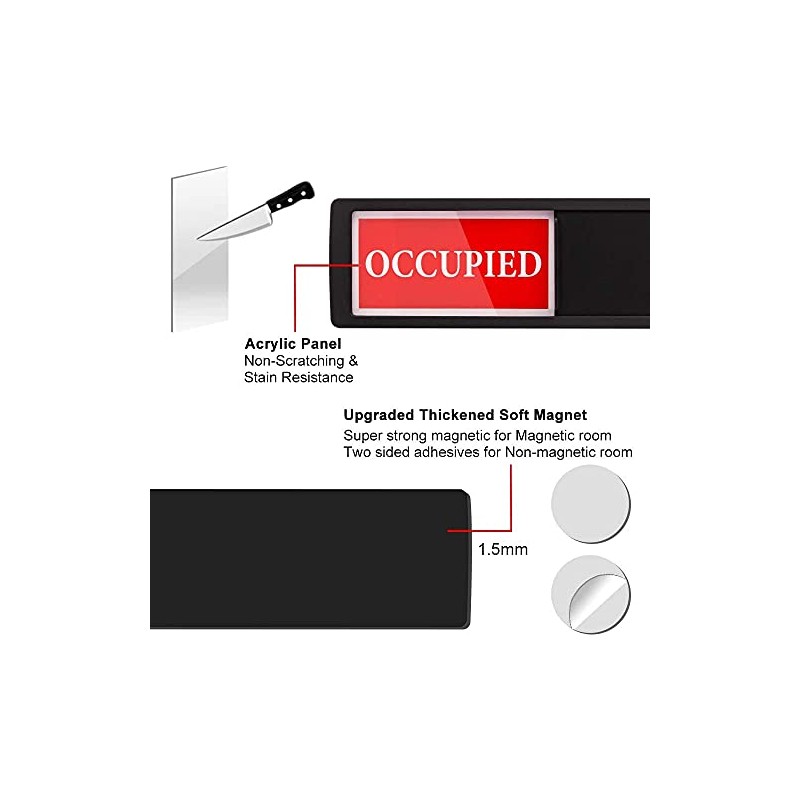 Privacy Sign Vacant Occupied Home Office Restroom Conference Bathroom, Black-