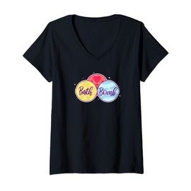 Womens Bubble Bathtub Relaxation Bath Bombs Enthusiast V-Neck T-Shirt