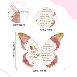 Birthday Gifts for Women, 40th Birthday Acrylic Butterfly Plaque Happy Birthday Gifts for Her Birthday Present Ideas for Best Friends Female Mom Wife Daughter Sister Y7SRBJ