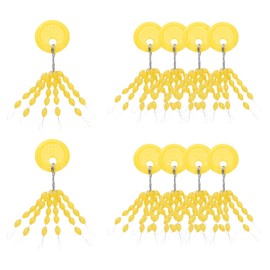PATIKIL Fishing Rubber Bobber Beads Stoppers, 300 Pieces 6 in 1 Float Sinker Stops Oval Shape L Size for Fishing Line, Yellow