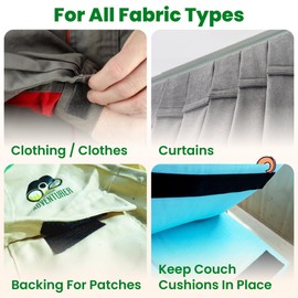 (3 Inch Dots, 16 Sets) Round Stick On for Fabric Circles, No Sew Sticky Back Strips with Adhesive for Fabric, Clothes, Curtains - Heavy Duty Double Sided Hook and Loop Pants Hem Tape Fasteners