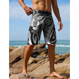 unitop Men's Surf Board Shorts Summer Quick Dry Printed Gray 38