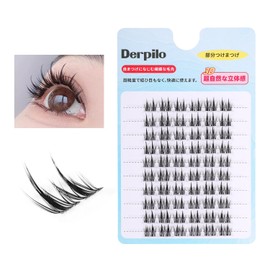 Derpilo Partial False Eyelashes, 60 Bundles, Matsueku, 3D False Eyelashes, Natural, Partial False Eyelashes, 0.05 mm, Ultra Fine Point, Popular, DIY False Eyelashes, For Beginners, Lightweight and