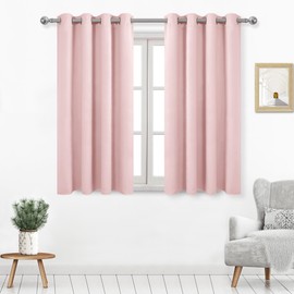DWCN Blackout Curtains for Bedroom, Blush Pink Curtains for Living Room 2 Panels Set, Solid Grommet Curtains Drapes for Girls Room - 52W x 54L Inches, Set of 2, Blush Pink
