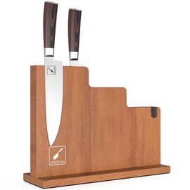 imarku Magnetic Knife Block Holder,Universal Knife Block without Knives, Magnetic Knife Holder with Knife Sharpener, Double Sided Kitchen Knife Holder for Counter Top, Best Gifts