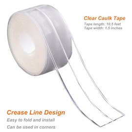 Clear Caulk Tape for Kitchen & Bathroom, Countertop Sink Tub Shower Caulk Strip Self Adhesive Caulking Sealant Waterproof, Toilet Bowl Stick on Gel, Bathroom Accessories, Better Than Silicone Caulk