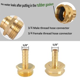 NICOLEKAY Garden Solid Brass Hose Repair Connector with Clamps, Fit for Garden Hose Fitting,Male and Female Hose Fittings 10 Set (5/8-10 Set)