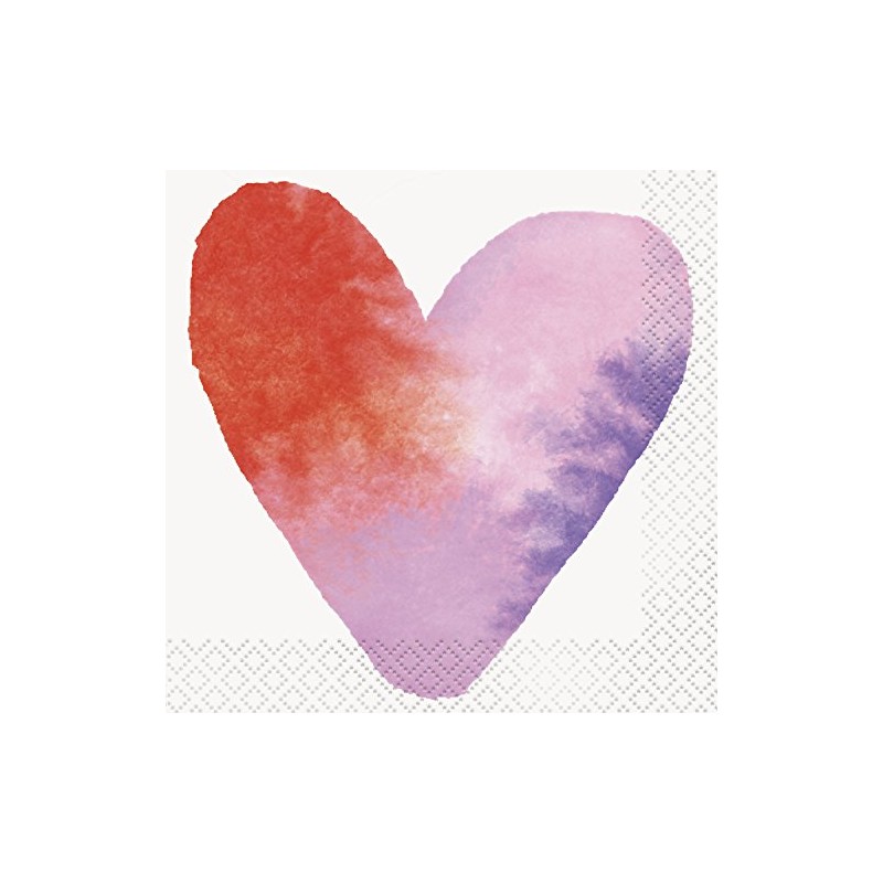 Unique Party 58561 - Watercolour Hearts Valentine's Day Cocktail Napkins,