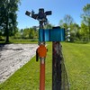 Post-Mount Sprinkler with Brass Impulse Head – Adjustable Watering Patterns,