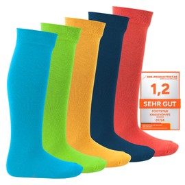 Footstar Children's knee socks (5 pairs), long socks for girls and boys - everyday - Trendy colours, size: 27-30