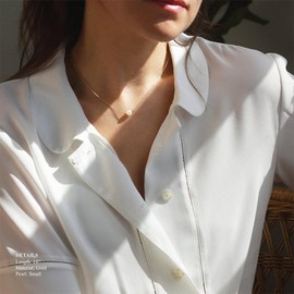 Inilbran Boho Pearl Necklace Choker Gold Pearl Pendant Necklace Floating Pearl Choker Necklace Vintage Single Pearl Chain Necklace Jewelry for Women and Girls