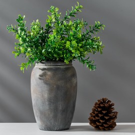 PORCER 8.2 Inch Ceramic Vase, Terracotta Rustic Vase Home Decor Farmhouse Decorative Vase for Living Room Entryway Floor Holiday Wedding-Black Bronze