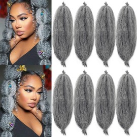 Marley Twist Braiding Hair Cuban Twist Marley Hair 24 Inch 3 Pack Springy Afro Kinky Twist Braiding Hair for Soft Faux Locs Pre Fluffed Stretched Spring Twist Hair Black Jamaican Twist Braid Hair