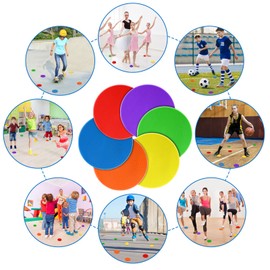 Poly Spots for Gym Floor 4.72inch 6inch 9 inch Poly Spot Markers, 60 Pcs Rubber Floor Dots Non Slip Flat Cones for Sports Soccer PE Training, Dance, Classroom Activities