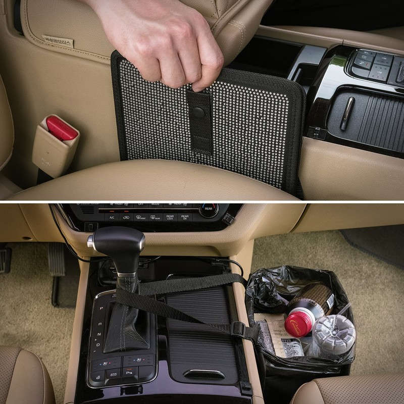 KMMOTORS Foldable hanging trash Can for vehicle, Bling Car Trash