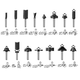 BAIDETS Pro 15-Piece Milling Cutter Set for Wood - Carbide Cutter Set, Accessories Router with 8 mm Shank, in Robust Wooden Box