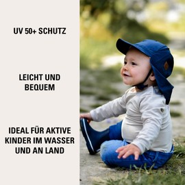 Mikk-line Sun Hat Baby UV Protection 50+, Hat with Neck Protection for Boys and Girls, Breathable Peaked Cap, Children, Adjustable Sun Hat for Outdoor, Garden and Beach, blue nights, 51