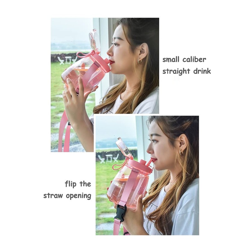 Big Belley Cute Water Bottle with Straw 45oz Outdoor Picnic