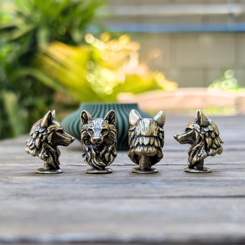 Brass Wolf Head Fierce Figurine Handmade Wild Spirit USA Crafted