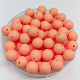 60Pcs 15mm Round Rubber Silicone Bead Bulk Loose Beads Gorgeous Making Kit for Keychain Tassels Necklace Bracelet Jewelry DIY Crafts Making