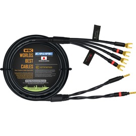 WORLDS BEST CABLES 12 Foot - Canare 4S11 – Audiophile Grade - HiFi Star-Quad Bi-Wire Single Speaker Cable for Center Channel with Eminence Gold Banana & Spade Connectors [Banana x2 – Spade x4]