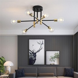 WQCSH Pendant Light Nordic Minimalist Style Creative Modern Chandelier Pendant Light for Living Room Dining Room Kitchen Restaurant Shops Office Decorate 4 Heads (Black Gold)