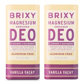 BRIXY Magnesium Deodorant, Effective Odor Control With Ceramide & Niacinamide For Skin Health, Aluminum Free, Baking Soda Free, Sensitive Skin Deodorant, Vegan, Plastic Free (2 pack, Vanilla Vacay)