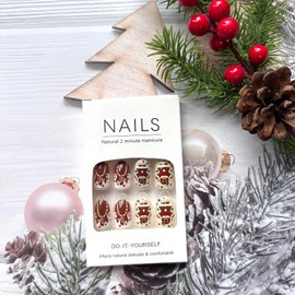 Almond Press on Nails Christmas Fake Nails Full Cover Oval Shaped False Nails with Gingerbread Man Candy Cane Snowflake Designs Xmas Glue on Nails Cute Short Almond Christmas Acrylic Nails for Women