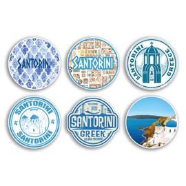 6 x 10cm Santorini Vinyl Stickers - Greece Greek Country Travel Map Flag Holiday Luggage Design Gift #78836