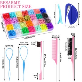 28 Colors Rubber Bands with 8 Hair Styling Tools, 1500 Pcs Colorful Elastic Ties Small Rubber Bands Baby Toddler Ties for Girls Hair Accessories Christmas Gifts