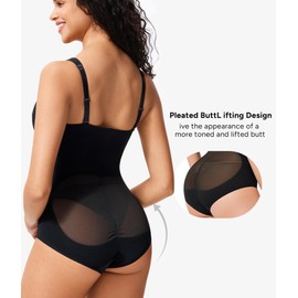 Junlan Shapewear Bodysuit for Women Tummy Control Waist Trainer Vest Seamless Sculpting Body Shaper Shaping Leotard Tops (Black,S)