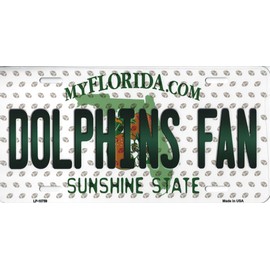 Florida State Background Novelty Metal License Plate Tag (Dolphins Fan)