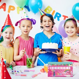 New Hair Chalk Comb for Girls Kids, Washable Temporary Hair Color Dye for Kids Age 5 6 7 8 9 10+ Birthday Party Gift Cosplay DIY, Children's Days (Pink,Purple,Blue,Green,Red,Yellow,White,Black)