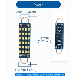 YONGMING 561 LED Loop Bulb 44mm 1.73" 211-2 212-2 561 562 567 564 RL4410 Non-Polarity Festoon LED Bulb White 6500K for Interior Dome Map Trunk Luggage Compartment Lights 8-Pack