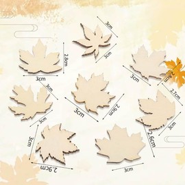 JIHUOO 80 Pcs Unfinished Wooden Fall Leaves Blank Wood Leaves Wood Maple Leaf Cutouts Small Wooden Maple Leaves Thankful Tree Leaves Thanksgiving Leaf Ornaments