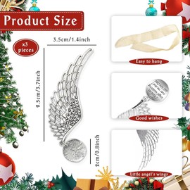 LYPER Angel Wings Ornament, I Have an Angel Watching Over Me and I Call Him Someone Ornament Loss of Loved One Xmas Tree Memorial Gifts, Angel Wing Charm Pendant Easter Decor Souvenir Gift