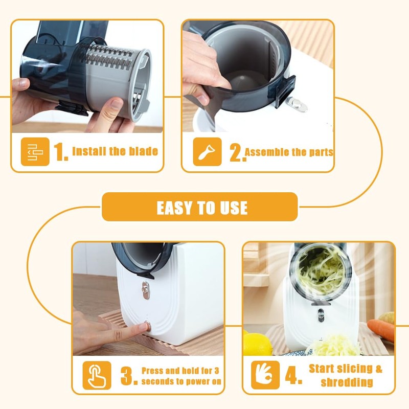 SL Euthtion Cordless Electric Vegetable Slicer Chopper & Cheese Grater