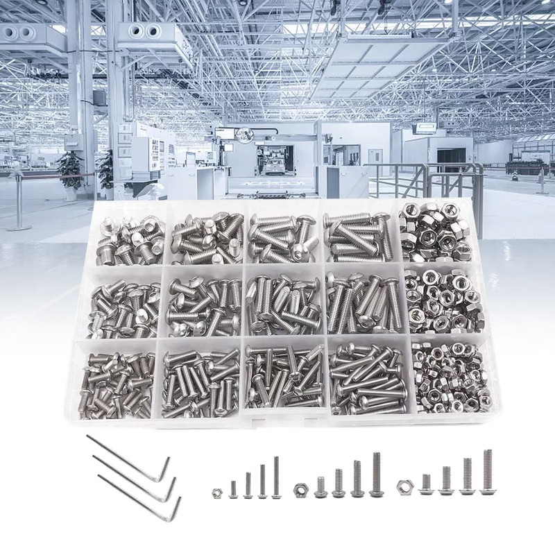500PCS Pan Head Hex Socket Screws Stainless Steel Screw Nut