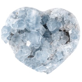 KYEYGWO 320-450 g Natural Blue Celestite Druze Raw Piece, Heart-Shaped Celestite Druze Segment Decorative Stones Geode Druze Piece Crystal Quartz Cluster Specimen Mineral Ornaments