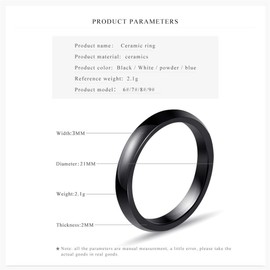 OAKKY Women's 3 mm Wide Engagement Wedding Band Rings Ceramic, Ceramic