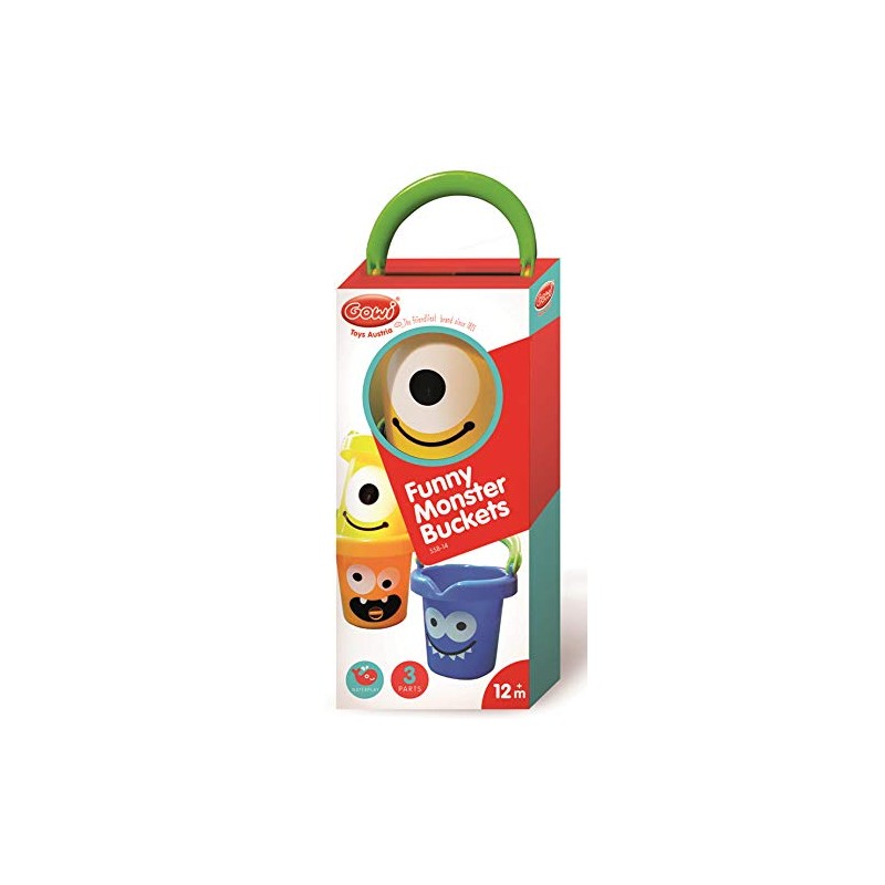 Gowi 558-14 Lustige Monster Eimer in der Box, 3 teilig,
