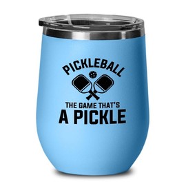 Pickleball Blue Edition Wine Tumbler 12oz - The game that's - Ball Game pop tennis rackets netball handlball