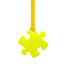 Sensory Oojamabobs - Puzzle pendant chew necklace - Autism - Banana yellow with lanyard (6 designs available!) (54cm, Plain yellow)