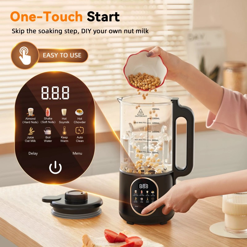 Unbranded 50oz Nut Milk Maker, 10 in 1 Automatic Nut