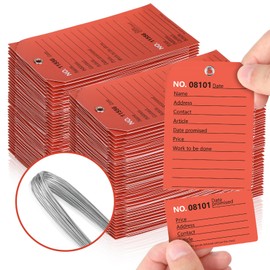 200 Pack Red Repair Tags with Wire Rope Service Repair Tags Numbered with Wire Durable 2.6 x 5.25 Inch Labels for Production Equipment Maintenance Price Notice with Stub (200)