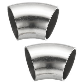 PATIKIL 2pcs 45 Degree Mandrel Bend Elbow, 28mm OD Steel Exhaust Elbow Exhaust Piping Connector 304 Stainless Steel for Exhaust Pipe Stair Handrail HVAC